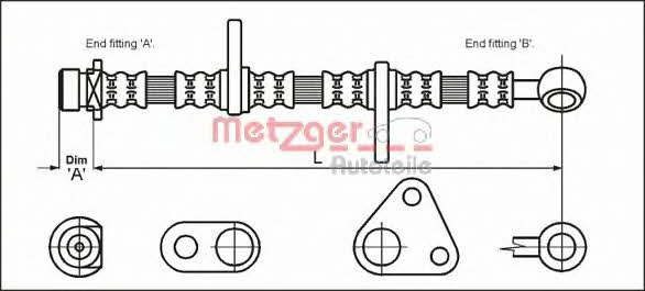 Metzger 4113600 Гальмівний шланг 4113600: Приваблива ціна - Купити у Польщі на 2407.PL!