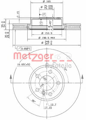 Metzger 25099 V Front brake disc ventilated 25099V: Buy near me in Poland at 2407.PL - Good price!