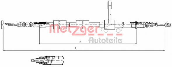 Metzger 251.33 Parking brake cable, right 25133: Buy near me at 2407.PL in Poland at an Affordable price!
