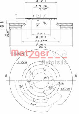 Metzger 27602 Front brake disc ventilated 27602: Buy near me in Poland at 2407.PL - Good price!