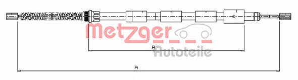 Metzger 10.645 Parking brake cable, right 10645: Buy near me in Poland at 2407.PL - Good price!
