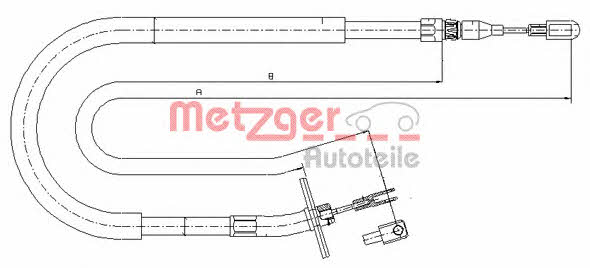 Metzger 10.9876 Parking brake cable, right 109876: Buy near me in Poland at 2407.PL - Good price!