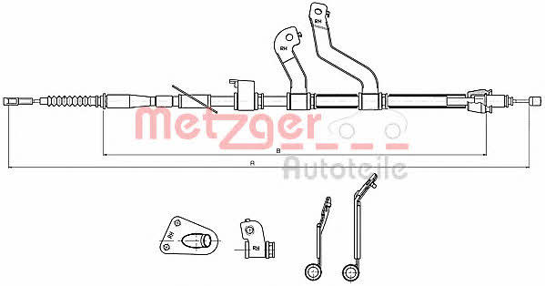 Metzger 17.2580 Parking brake cable, right 172580: Buy near me in Poland at 2407.PL - Good price!