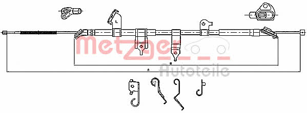 Metzger 17.1566 Parking brake cable left 171566: Buy near me in Poland at 2407.PL - Good price!