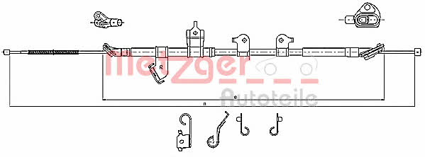 Metzger 17.1567 Parking brake cable, right 171567: Buy near me in Poland at 2407.PL - Good price!
