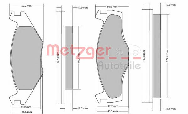 Metzger 1170103 Тормозные колодки дисковые, комплект 1170103: Отличная цена - Купить в Польше на 2407.PL!