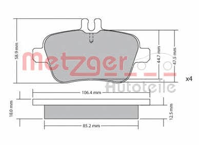 Metzger 1170204 Brake Pad Set, disc brake 1170204: Buy near me in Poland at 2407.PL - Good price!