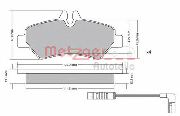 Metzger 1170037 Тормозные колодки дисковые, комплект 1170037: Отличная цена - Купить в Польше на 2407.PL!