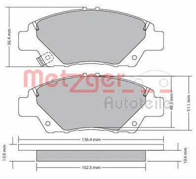 Metzger 1170367 Brake Pad Set, disc brake 1170367: Buy near me in Poland at 2407.PL - Good price!