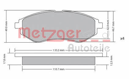 Metzger 1170404 Тормозные колодки дисковые, комплект 1170404: Отличная цена - Купить в Польше на 2407.PL!