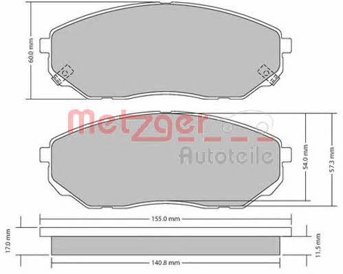 Metzger 1170539 Brake Pad Set, disc brake 1170539: Buy near me in Poland at 2407.PL - Good price!