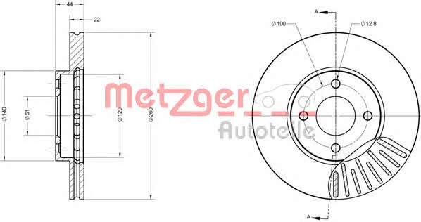 Metzger 6110680 Front brake disc ventilated 6110680: Buy near me in Poland at 2407.PL - Good price!