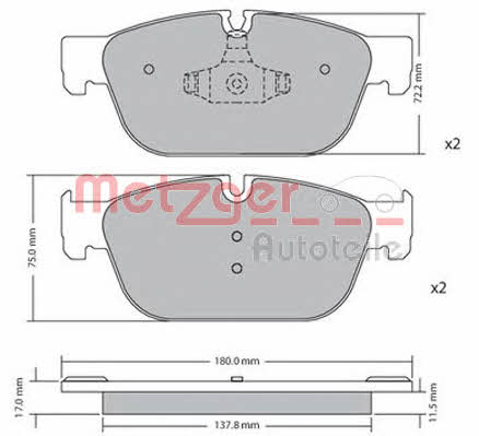 Metzger 1170619 Brake Pad Set, disc brake 1170619: Buy near me in Poland at 2407.PL - Good price!