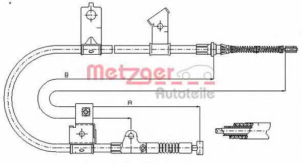 Metzger 17.0001 Трос стояночного тормоза, правый 170001: Отличная цена - Купить в Польше на 2407.PL!