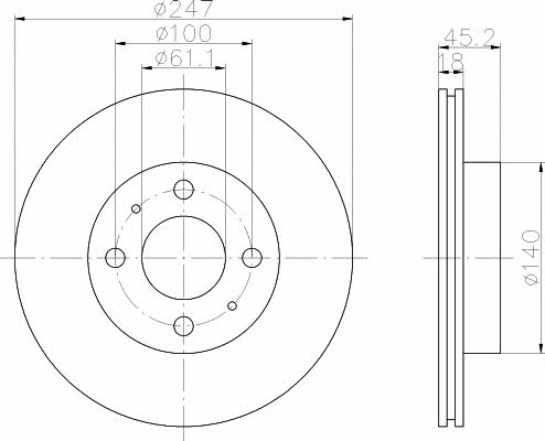 Mintex MDC1042 Front brake disc ventilated MDC1042: Buy near me in Poland at 2407.PL - Good price!