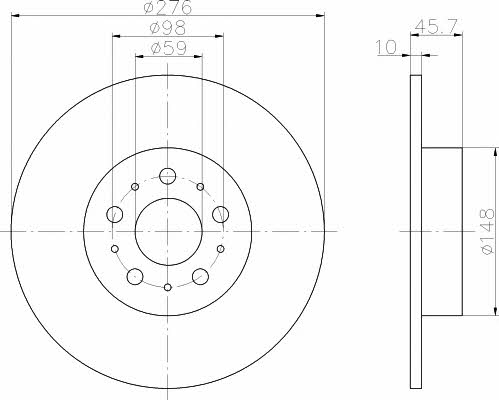 Mintex MDC1593 Rear brake disc, non-ventilated MDC1593: Buy near me in Poland at 2407.PL - Good price!