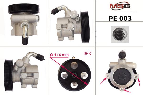 MSG PE003 Hydraulic Pump, steering system PE003: Buy near me in Poland at 2407.PL - Good price!