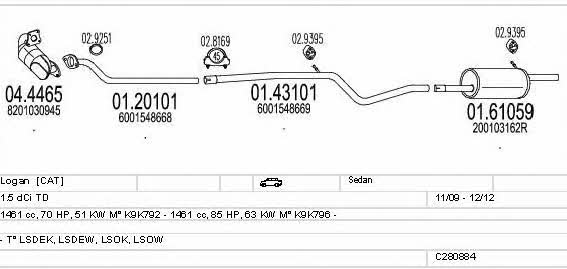 Mts C280884024008 Система выпуска отработаных газов C280884024008: Отличная цена - Купить в Польше на 2407.PL!