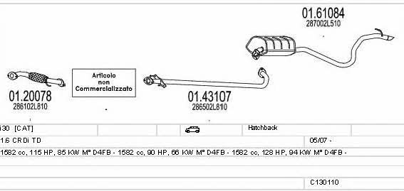 Mts C130110025826 Exhaust system C130110025826: Buy near me in Poland at 2407.PL - Good price!