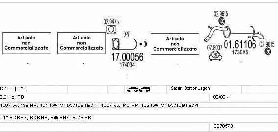  C070573025385 Система випуску відпрацьованих газів C070573025385: Приваблива ціна - Купити у Польщі на 2407.PL!