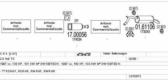 Mts C070573025385 Exhaust system C070573025385: Buy near me in Poland at 2407.PL - Good price!