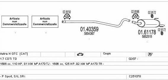 Mts C251078022907 Система випуску відпрацьованих газів C251078022907: Приваблива ціна - Купити у Польщі на 2407.PL!