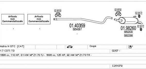 Mts C251079022910 Exhaust system C251079022910: Buy near me in Poland at 2407.PL - Good price!