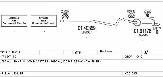 Mts C251085022952 Exhaust system C251085022952: Buy near me in Poland at 2407.PL - Good price!