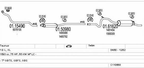 Mts C110668007364 Exhaust system C110668007364: Buy near me in Poland at 2407.PL - Good price!