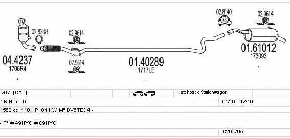 Mts C260705010619 Система випуску відпрацьованих газів C260705010619: Приваблива ціна - Купити у Польщі на 2407.PL!