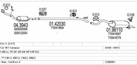 Mts C280053006590 Система выпуска отработаных газов C280053006590: Отличная цена - Купить в Польше на 2407.PL!