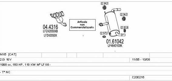  C200216014503 Abgasanlage C200216014503: Kaufen Sie zu einem guten Preis in Polen bei 2407.PL!