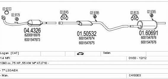 Mts C410003010283 Exhaust system C410003010283: Buy near me in Poland at 2407.PL - Good price!