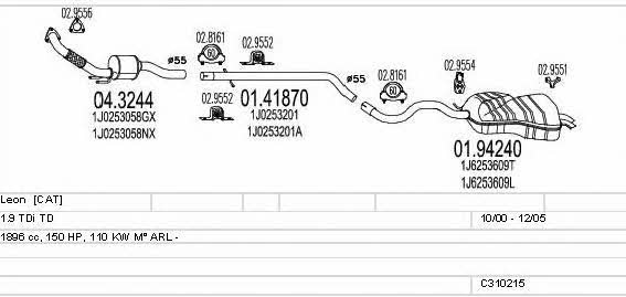 Mts C310215006453 Układ wydechowy C310215006453: Dobra cena w Polsce na 2407.PL - Kup Teraz!