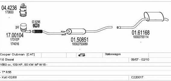 Mts C220017022346 Exhaust system C220017022346: Buy near me in Poland at 2407.PL - Good price!