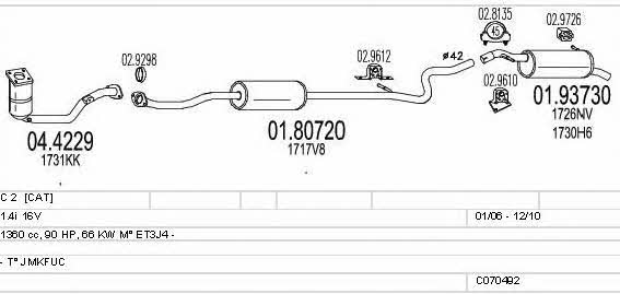 Mts C070492010254 Exhaust system C070492010254: Buy near me in Poland at 2407.PL - Good price!