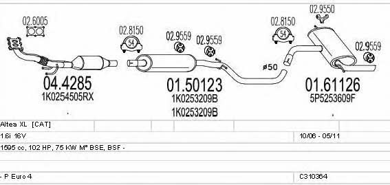  C310364015985 Система выпуска отработаных газов C310364015985: Отличная цена - Купить в Польше на 2407.PL!