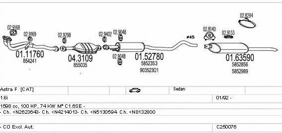  C250076005183 Exhaust system C250076005183: Buy near me in Poland at 2407.PL - Good price!