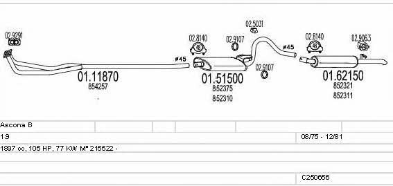 Mts C250656007324 Exhaust system C250656007324: Buy near me in Poland at 2407.PL - Good price!