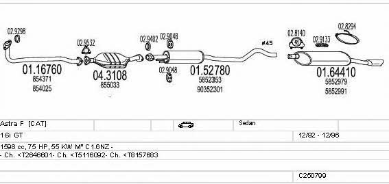Mts C250799004774 Układ wydechowy C250799004774: Dobra cena w Polsce na 2407.PL - Kup Teraz!