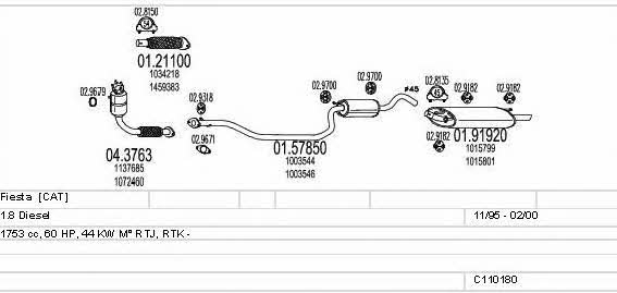 Mts C110180003891 Система випуску відпрацьованих газів C110180003891: Приваблива ціна - Купити у Польщі на 2407.PL!