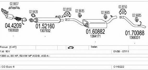  C110222003943 Exhaust system C110222003943: Buy near me in Poland at 2407.PL - Good price!