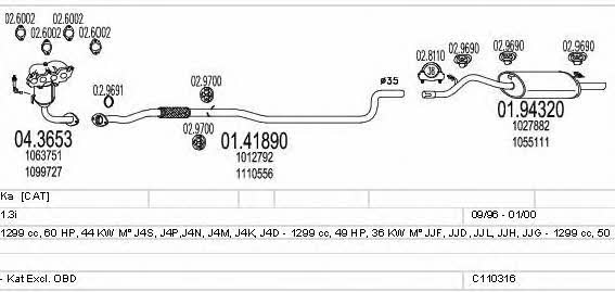  C110316019684 Exhaust system C110316019684: Buy near me in Poland at 2407.PL - Good price!