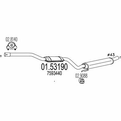 Mts 01.53190 Глушитель, средняя часть 0153190: Отличная цена - Купить в Польше на 2407.PL!