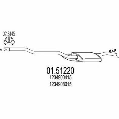 Mts 01.51220 Глушитель, средняя часть 0151220: Отличная цена - Купить в Польше на 2407.PL!