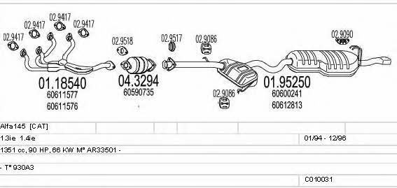 Mts C010031000296 Система випуску відпрацьованих газів C010031000296: Приваблива ціна - Купити у Польщі на 2407.PL!