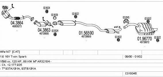  C010045000310 Exhaust system C010045000310: Buy near me in Poland at 2407.PL - Good price!