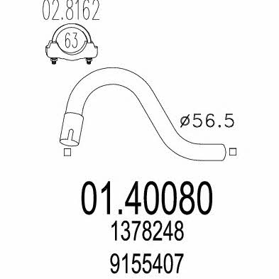 Mts 01.40080 Exhaust pipe 0140080: Buy near me in Poland at 2407.PL - Good price!