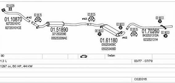  C020316007247 Exhaust system C020316007247: Buy near me in Poland at 2407.PL - Good price!