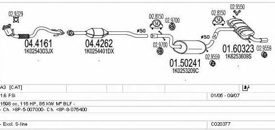  C020377011164 Exhaust system C020377011164: Buy near me in Poland at 2407.PL - Good price!